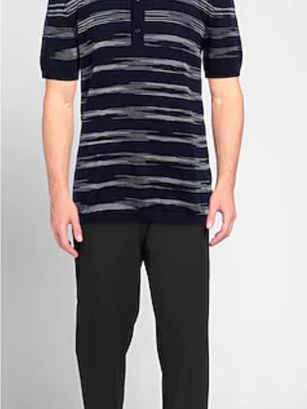Missoni Men's Navy Striped Polo Shirt - Size 48 US Medium
